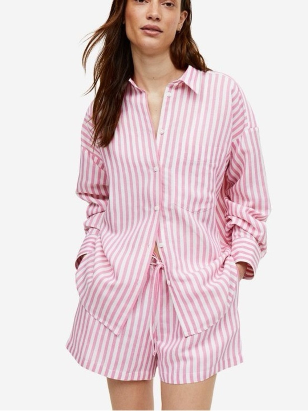 Pink Striped Women Shirt